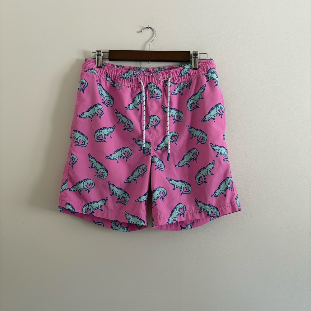 Members Mark Men’s Small Swim Trunks Pink Alligator Fun Bright Pool